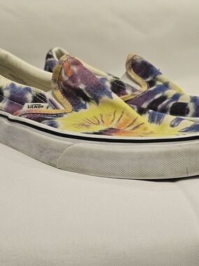 Vans Slip-On Floral Tie-Dye Canvas Sneakers - Yellow/Purple/Blue